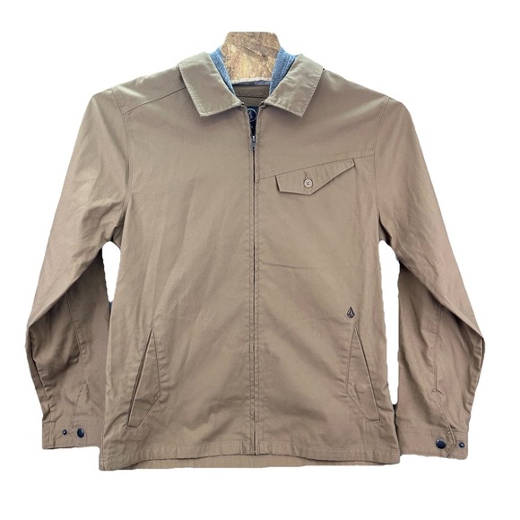 Volcom Bashi Hooded Jacket Khaki Sz XL  Chore Casual Preppy School NWT New - Picture 1 of 12